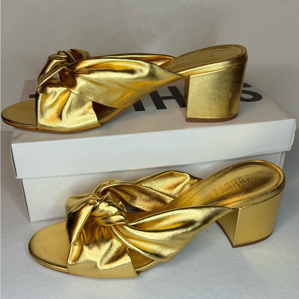 SCHUTZ Gold Women's Sandals - Picture 2 of 9